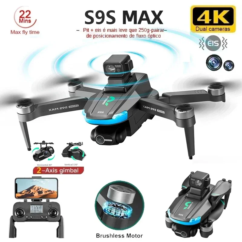 새로운 S9S MAX 미니 드론 4K 2축 PTZ HD - Drone Controller Screen 리뷰 및 가격